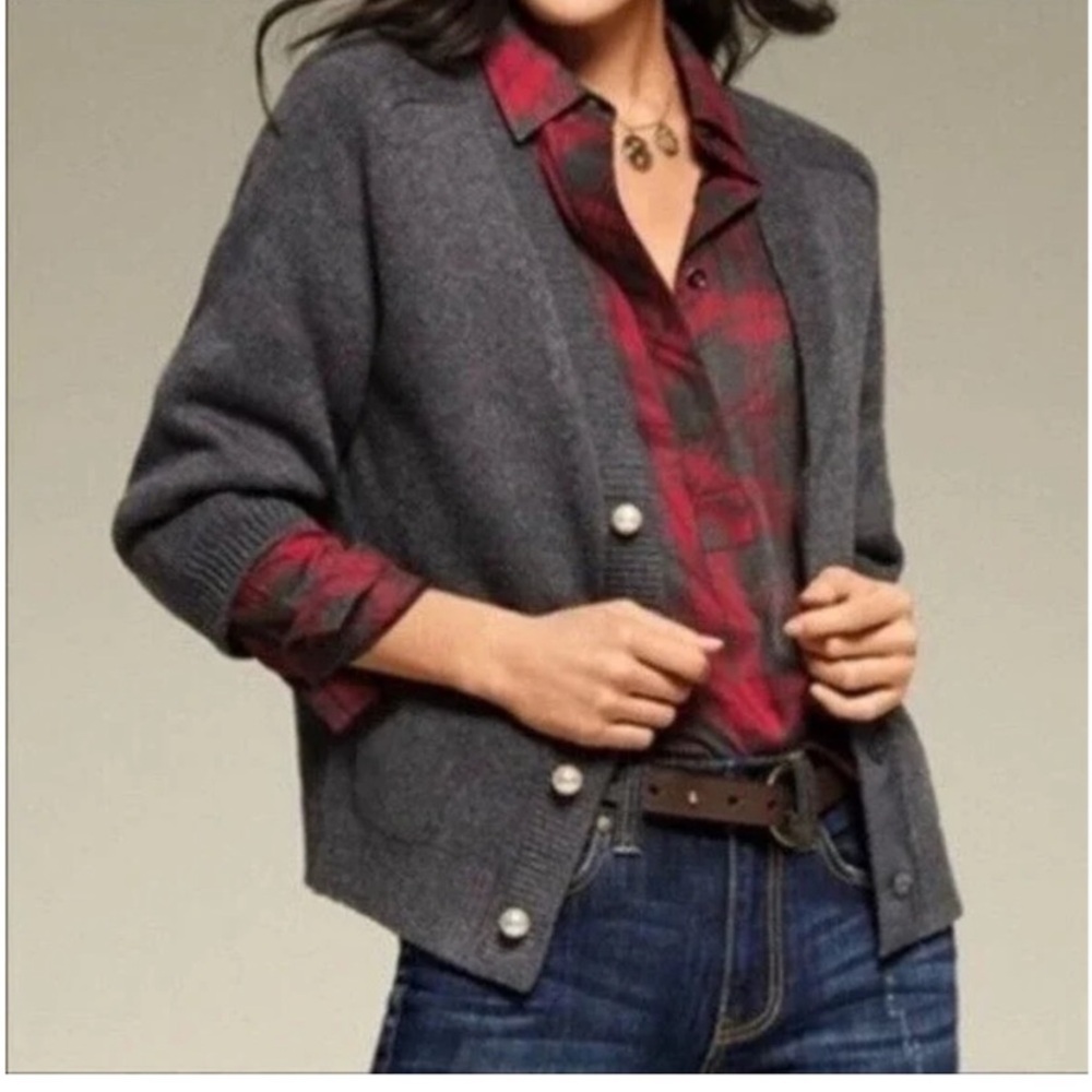 CABI Cultured Pearl Button Knit Smoky Cardigan 3533 Size M